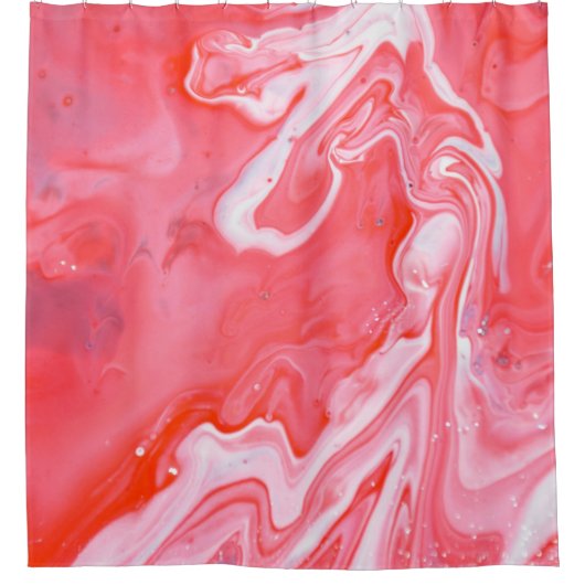 Rood en grijs abstract schilderij douchegordijn (Voorkant)