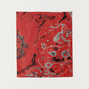 Rood en grijs abstract schilderij wandkleed