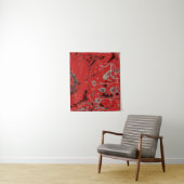 Rood en grijs abstract schilderij wandkleed (In situ)