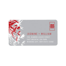 Rood en grijs bamboe laat Chinees huwelijksadres L Etiket
