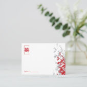 Rood en grijs bamboe laat een modern Zen Aziatisch Plaatskaartje (Staand voorkant)
