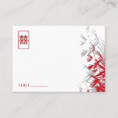 Rood en grijs bamboe laat een modern Zen Aziatisch Plaatskaartje (Voorkant)