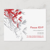 Rood en grijs bamboe laat een modern Zen Aziatisch Uitnodiging Briefkaart (Achterkant)