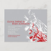 Rood en grijs bamboe laat een modern Zen Aziatisch Uitnodiging Briefkaart (Voorkant)