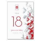 Rood en grijs bamboe vertrekt dubbelgeluk bruiloft kaart (Achterkant)