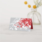 Rood en grijs bamboe vertrekt dubbelzijdig Chinees Plaatskaartje (Achterkant)