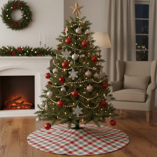 Rood en grijs boerderijstijl karostof kerstboom rok