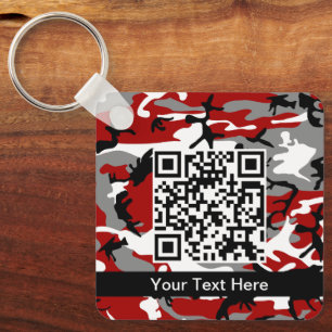 Rood en grijs camo, camouflage, militair, leger sleutelhanger