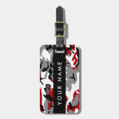 Rood en grijs Camouflage Jouw naam Personaliseren Bagagelabel (Voorkant verticaal)