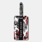 Rood en grijs Camouflage Jouw naam Personaliseren Bagagelabel (Achterkant verticaal)
