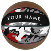Rood en grijs Camouflage Jouw naam Personaliseren Basketbal (Voorkant)