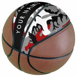 Rood en grijs Camouflage Jouw naam Personaliseren Basketbal