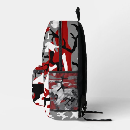 Rood en grijs Camouflage Jouw naam Personaliseren Bedrukte Rugzak (Rechts)
