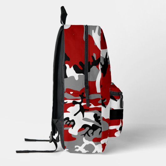 Rood en grijs Camouflage Jouw naam Personaliseren Bedrukte Rugzak (Links)