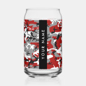 Rood en grijs Camouflage Jouw naam Personaliseren Blikvorm Glas (Voorkant)