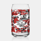 Rood en grijs Camouflage Jouw naam Personaliseren Blikvorm Glas (Links)