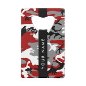 Rood en grijs Camouflage Jouw naam Personaliseren Creditkaart Flessenopener (Achterkant)