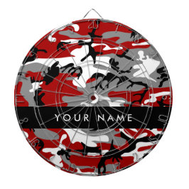 Rood en grijs Camouflage Jouw naam Personaliseren Dartbord