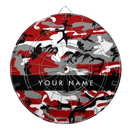 Rood en grijs Camouflage Jouw naam Personaliseren Dartbord (Voorkant)