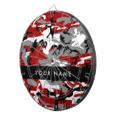 Rood en grijs Camouflage Jouw naam Personaliseren Dartbord (Voorkant Rechts)