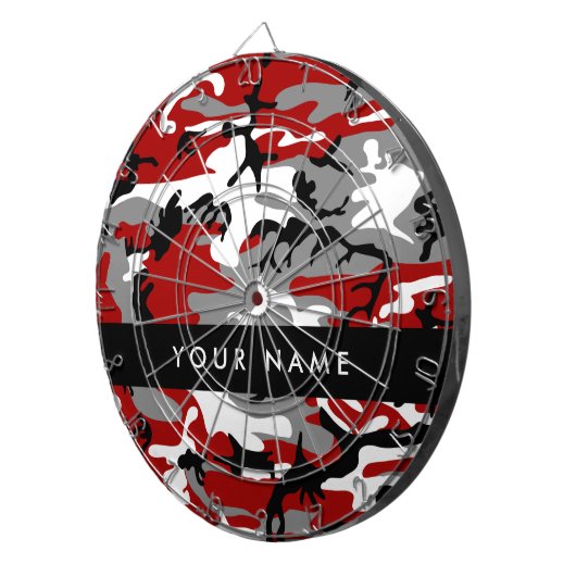 Rood en grijs Camouflage Jouw naam Personaliseren Dartbord (Voorkant Rechts)