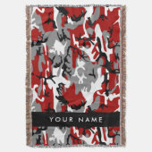 Rood en grijs Camouflage Jouw naam Personaliseren Deken (Voorkant Verticaal)