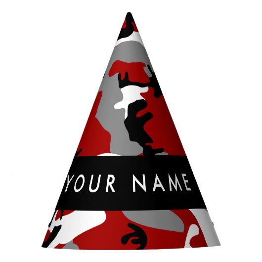 Rood en grijs Camouflage Jouw naam Personaliseren Feesthoedjes (Voorkant)
