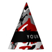Rood en grijs Camouflage Jouw naam Personaliseren Feesthoedjes (Links)