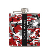Rood en grijs Camouflage Jouw naam Personaliseren Heupfles (Voorkant)
