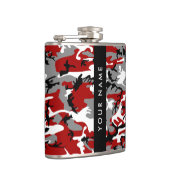 Rood en grijs Camouflage Jouw naam Personaliseren Heupfles (Rechts)