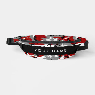 Rood en grijs Camouflage Jouw naam Personaliseren Heuptasje
