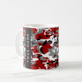 Rood en grijs Camouflage Jouw naam Personaliseren Koffiemok (Voorkant links)