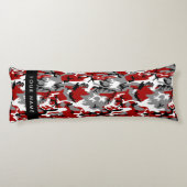 Rood en grijs Camouflage Jouw naam Personaliseren Lichaamskussen (Achterkant)