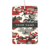 Rood en grijs Camouflage Jouw naam Personaliseren Luchtverfrisser (Voorkant)