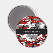 Rood en grijs Camouflage Jouw naam Personaliseren Magneet (Voorkant / Achterkant)