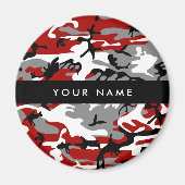 Rood en grijs Camouflage Jouw naam Personaliseren Magneet (Voorkant)