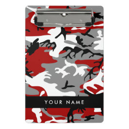 Rood en grijs Camouflage Jouw naam Personaliseren Mini Klembord