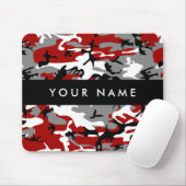 Rood en grijs Camouflage Jouw naam Personaliseren Muismat (Met muis)