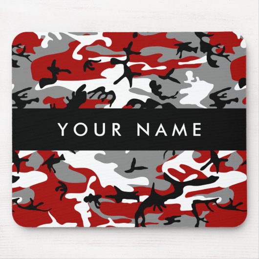 Rood en grijs Camouflage Jouw naam Personaliseren Muismat (Voorkant)