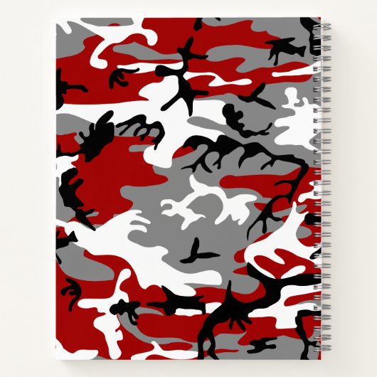Rood en grijs Camouflage Jouw naam Personaliseren Notitieboek (Achterkant)