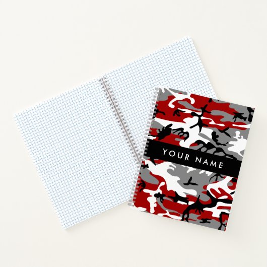Rood en grijs Camouflage Jouw naam Personaliseren Notitieboek (Binnen)