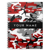 Rood en grijs Camouflage Jouw naam Personaliseren Notitieboek (Voorkant)
