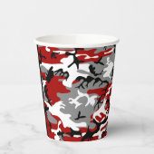 Rood en grijs Camouflage Jouw naam Personaliseren Papieren Bekers (Links)