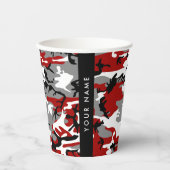 Rood en grijs Camouflage Jouw naam Personaliseren Papieren Bekers (Voorkant)