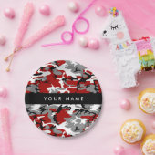 Rood en grijs Camouflage Jouw naam Personaliseren Papieren Bordje (Feest)