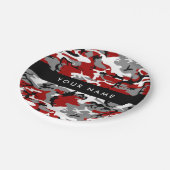 Rood en grijs Camouflage Jouw naam Personaliseren Papieren Bordje (Gekanteld)