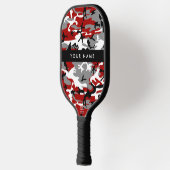 Rood en grijs Camouflage Jouw naam Personaliseren Pickleball Paddle (Links)