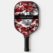 Rood en grijs Camouflage Jouw naam Personaliseren Pickleball Paddle (Voorkant)