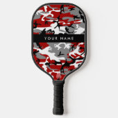 Rood en grijs Camouflage Jouw naam Personaliseren Pickleball Paddle (Achterkant)