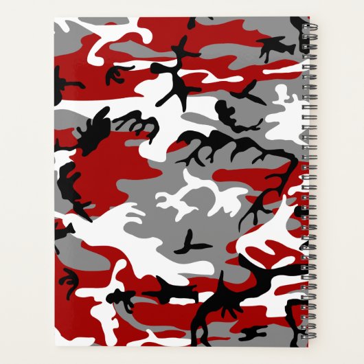 Rood en grijs Camouflage Jouw naam Personaliseren Planner (Achterkant)